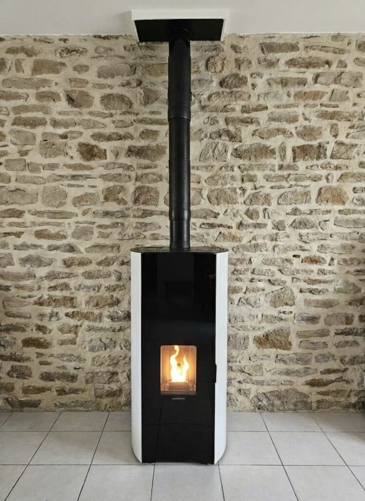 Installation de poêle à bois dans un salon